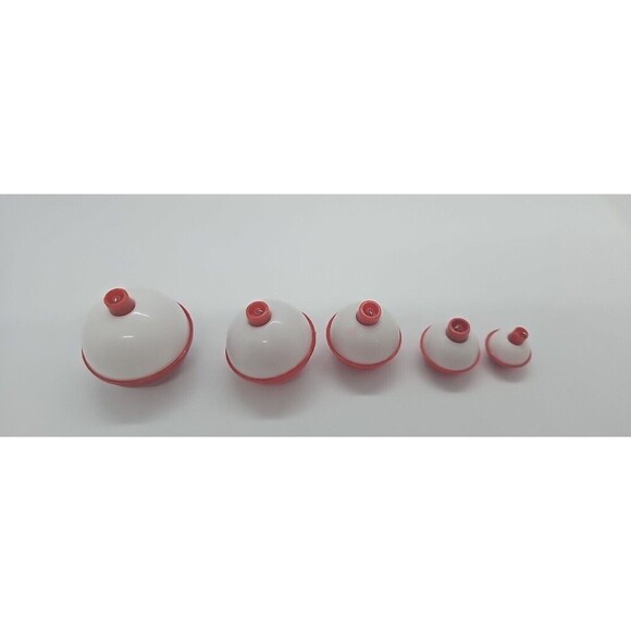 FISHING 34 Bobbers Red White Plastic SNAP ON FLOAT Assorted Sizes New - Picture 3 of 8